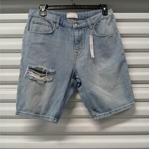 Asos Womens Denim Jeans Shorts Size 34 Waist Blue Deconstructed Gorpcore Casual